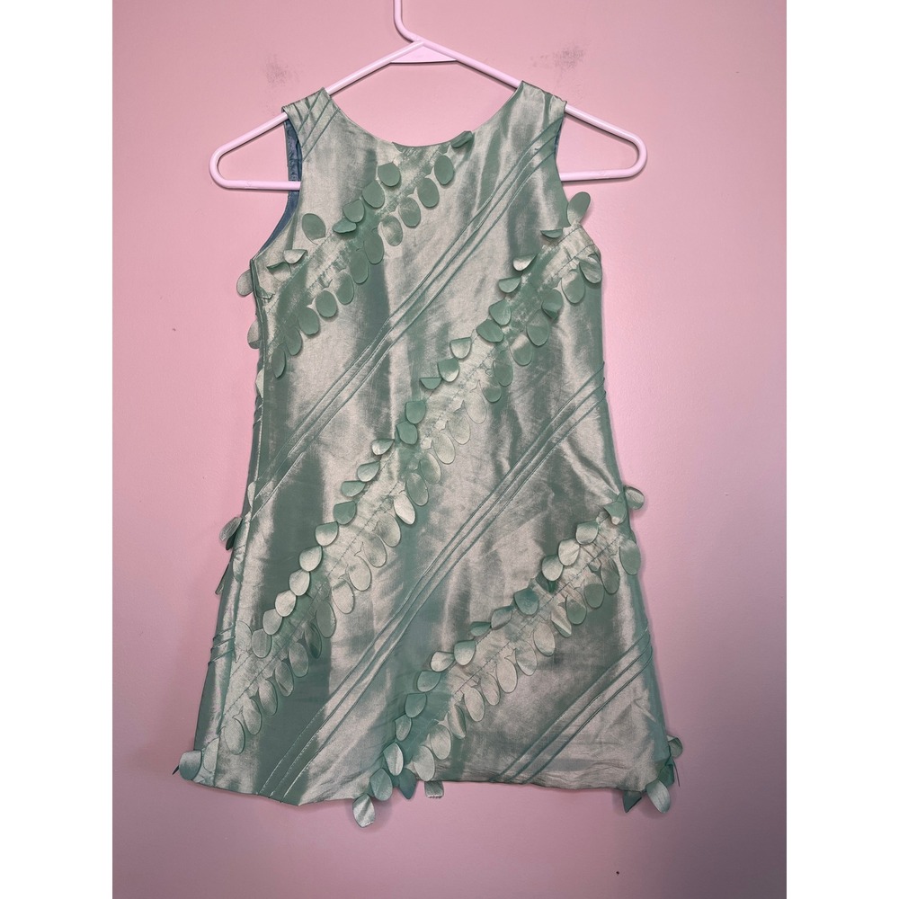 Susanne Lively Mint Green Liquid Satin Formal Wedding Glam Shift Dress Girls 7